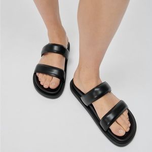 Black quilted slides